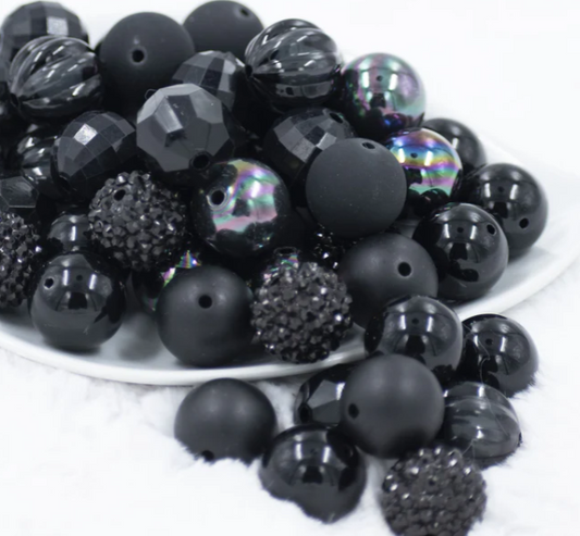 Back In Black Chunky Bubblegum Beads