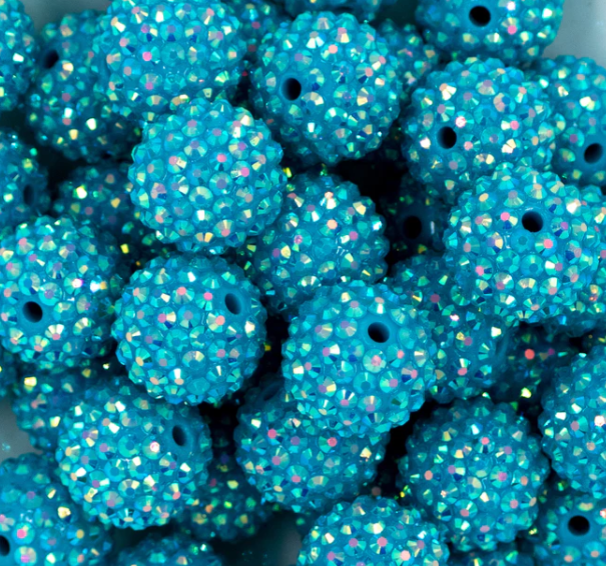 Blue Dazzle Rhinestone Bubblegum Beads