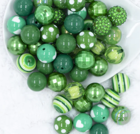 Green Mix Bubblegum Beads