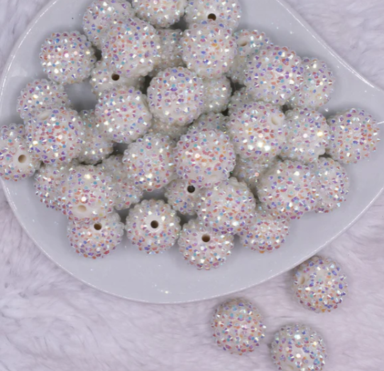 Off White Rhinestone Bubblegum Beads