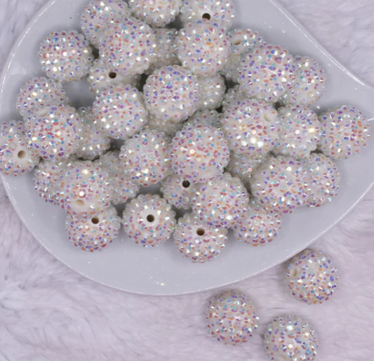 Off White Rhinestone Bubblegum Beads