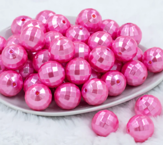 Pink Disco Faceted Pearl Bubblegum Beads