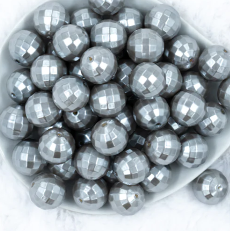 Silver Disco Bubblegum Beads