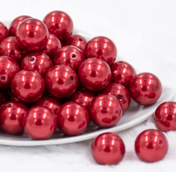 Solid Red Bubblegum Beads