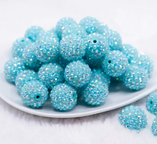 Turquoise Rhinestone Bubblegum Beads