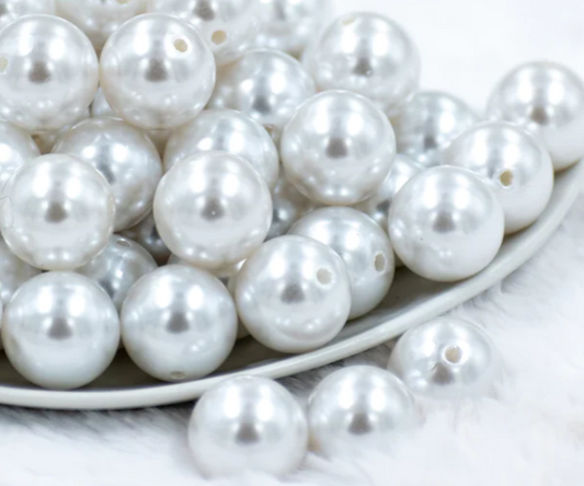 White Faux Pearl Bubblegum Beads