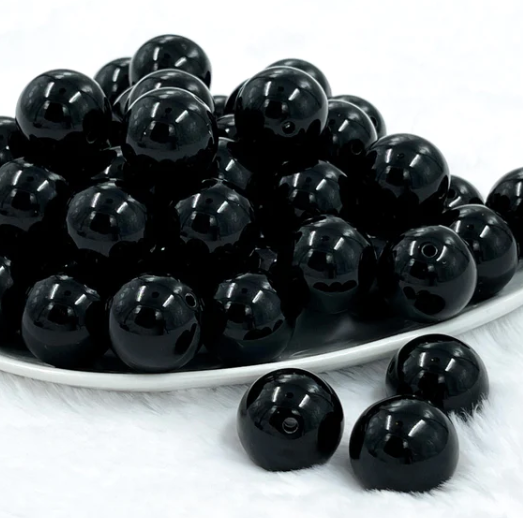 Black Solid Bubblegum Beads